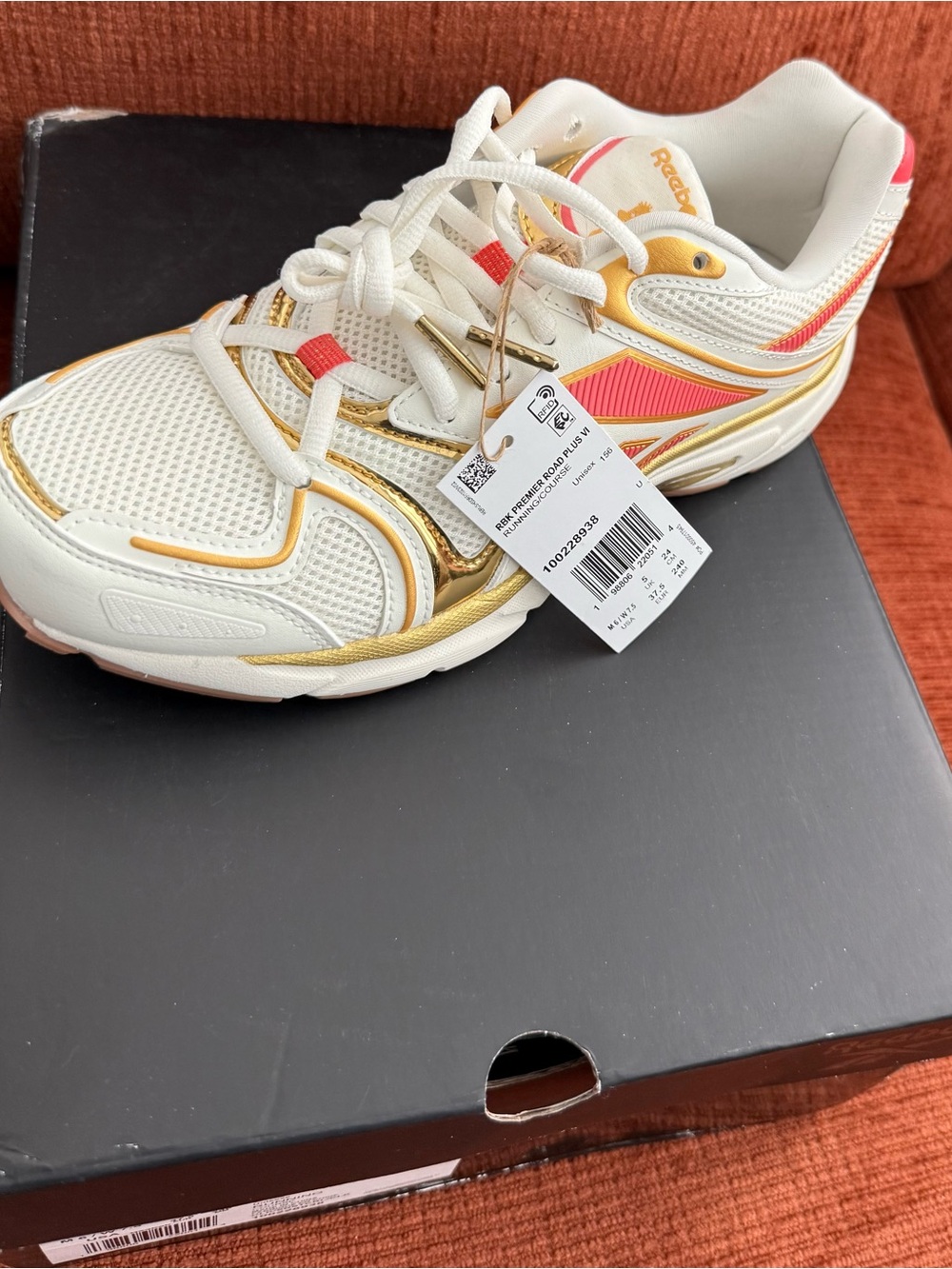 Reebok White Gold Pink Women's Sneakers